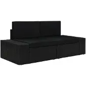 vidaXL Tweezitsbank sectioneel poly rattan zwart