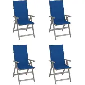 vidaXL Tuinstoelen 4 st verstelbaar met kussens massief acaciahout