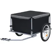 vidaXL Fietstrailer 65 kg zwart en grijs