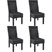 vidaXL Eetkamerstoelen 4 st kubu rattan en mangohout zwart