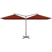vidaXL Parasol dubbel met stalen paal 600x300 cm terracottakleurig