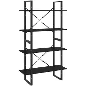vidaXL Boekenkast met 4 schappen 80x30x140 cm massief grenenhout zwart
