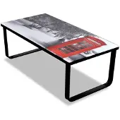 vidaXL Salontafel met telefooncel-print glazen tafelblad