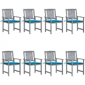 vidaXL Tuinstoelen 8 st met kussens massief acaciahout grijs