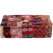 vidaXL Poef patchwork vierkant handgemaakt 50x50x12 cm katoen rood