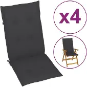 vidaXL Tuinstoelkussens rugleuning 4 st 120x50x3 cm stof antraciet