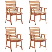 vidaXL Tuinstoelen 4 st met kussens massief acaciahout