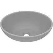 vidaXL Wastafel ovaal 40x33 cm keramiek mat lichtgrijs