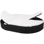 vidaXL Loungebed met kussen poly rattan zwart