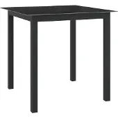 vidaXL Tuintafel 80x80x74 cm aluminium en glas zwart