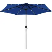 vidaXL Parasol met LED-verlichting en aluminium paal 270 cm azuurblauw