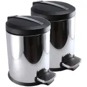 Blokker 2x Stuks Rvs Vuilnisbakken/pedaalemmers 5 Liter 27 Cm - Prullenbakken