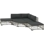 vidaXL 6-delige loungeset voor de tuin met kussens, van polyrotan, grijs