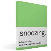 Snoozing - Katoen-satijn - Kussenslopen - Set van 2 - 50x70 cm - Lime