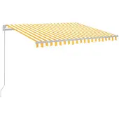 vidaXL Luifel handmatig uittrekbaar met LED 350x250 cm geel en wit