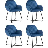 vidaXL Eetkamerstoelen 4 st fluweel blauw
