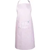 Clayre & Eef Keukenschort 70x85 cm Roze Wit Katoen Bloemen BBQ Schort Cadeau voor haar Kookschort Roze BBQ Schort