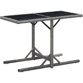 vidaXL Tuintafel 110x53x72 cm glas en poly rattan antraciet