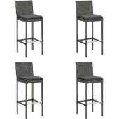 vidaXL Tuinbarstoelen met kussens, set van 4, grijs, polyrotan
