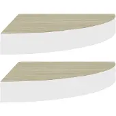 vidaXL Hoekwandschappen 2 st 35x35x3,8 cm MDF eikenkleurig en wit