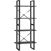vidaXL Boekenkast met 4 schappen 60x30x140 cm massief grenenhout grijs