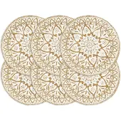 vidaXL Placemats 6 st rond 38 cm jute wit