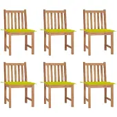 vidaXL Tuinstoelen 6 st met kussens massief teakhout