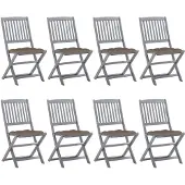 vidaXL Tuinstoelen 8 st inklapbaar met kussens massief acaciahout