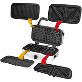 MPM 3-in-1 RVS Tosti-ijzer, Contantgrill en Wafelijzer met Hoog Vermogen (1200W) inclusief Temperatuurregeling Wit