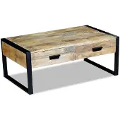 vidaXL Salontafel met 2 lades 100x60x40 cm massief mangohout
