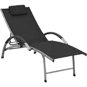 vidaXL Ligbed textileen en aluminium zwart