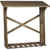 Intergard Houtberging haardhoutberging robuust voor haardhout met vloer 180x180x70cm