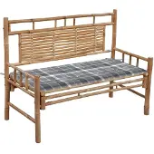 vidaXL Tuinbank met kussen 120 cm bamboe