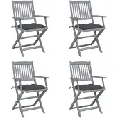 vidaXL Tuinstoelen 4 st inklapbaar met kussens massief acaciahout