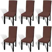 vidaXL Stoelhoezen 6 st stretch recht bruin