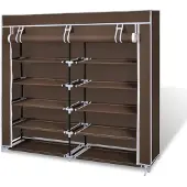 vidaXL Schoenenkast met hoes 115x28x110 stof bruin online kopen