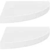 vidaXL Hoekschappen zwevend 2 st 35x35x3,8 cm MDF hoogglans wit