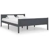 vidaXL Bedframe massief grenenhout grijs 160x200 cm