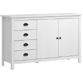 vidaXL Dressoir Hill 130x40x80 cm massief grenenhout wit