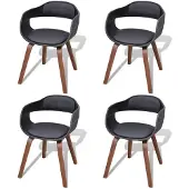 vidaXL Eetkamerstoelen 4 st gebogen hout en kunstleer zwart