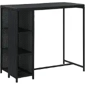 vidaXL Bartafel met opbergrek 120x60x110 cm poly rattan zwart