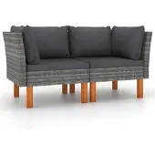vidaXL Hoekbanken 2 st poly rattan en massief eucalyptushout