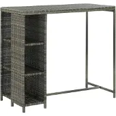 vidaXL - Bartafel - met - opbergrek - 120x60x110 - cm - poly - rattan - grijs