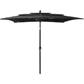 vidaXL Parasol 3-laags met aluminium paal 2,5x2,5 m zwart