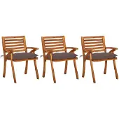 vidaXL Tuinstoelen 3 st met kussens massief acaciahout