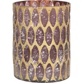 Clayre & Eef Theelichthouder Ø 11x15 cm Paars Glas Rond Waxinelichthouder Paars Waxinelichthouder