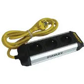 Stanley Aluminium stekkerdoos met 3 stopcontacten, 2 meter lang