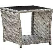 vidaXL Salontafel 45x45x40 cm poly rattan en glas grijs