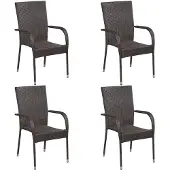 vidaXL Tuinstoelen stapelbaar 4 st poly rattan bruin