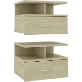 vidaXL Nachtkastjes 2 st 40x31x27 cm bewerkt hout sonoma eikenkleurig
